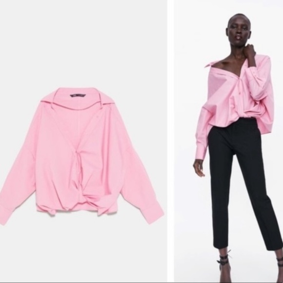 NWOT Zara Twist Front Blouse - Picture 2 of 4